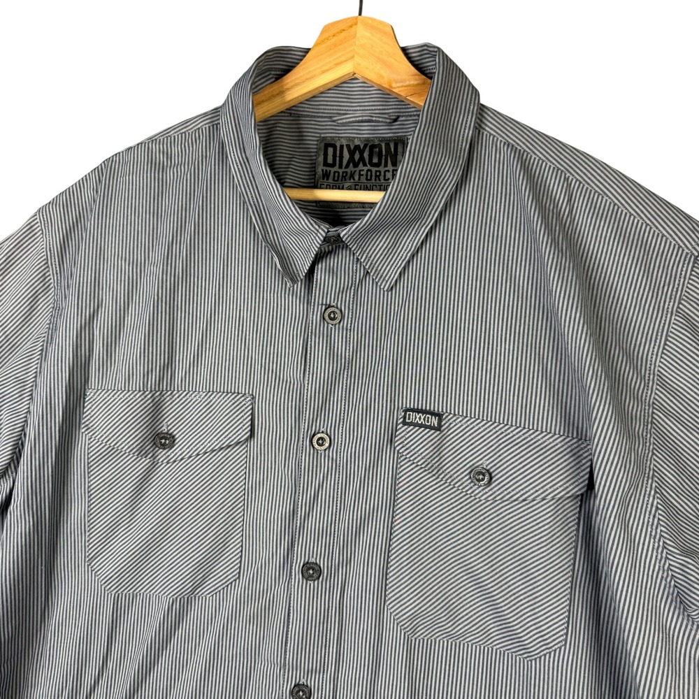 Dixxon Flannel Co Workforce Pinstripe Short Sleeve Button Down Shirt Blue 3XL